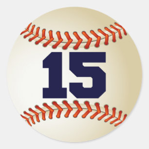 Nummer 15 Baseball Ronde Sticker