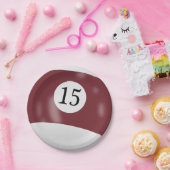 Nummer 15 biljartbal papieren bordje (Feest)