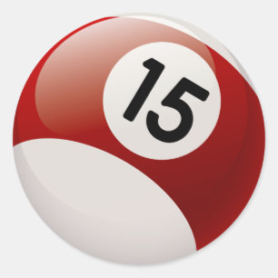 NUMMER 15 BILLARDS BALL RONDE STICKER