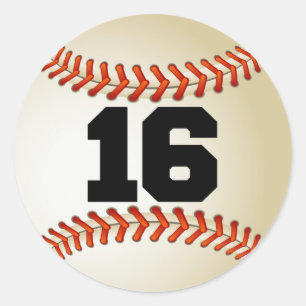 Nummer 16 Baseball Ronde Sticker