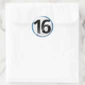 Nummer 16 blauwe sticker (Tas)