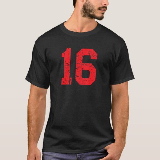 Nummer 16 Sport Jersey Red Distress  Lu T-shirt (Voorkant)
