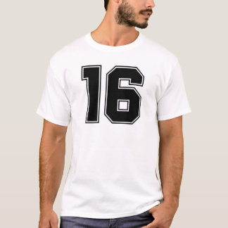 Nummer 16 voor- en achterzijde afdrukken t-shirt