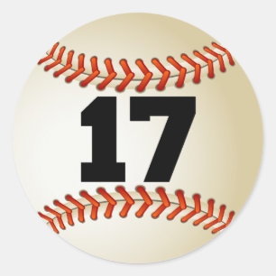 Nummer 17 Baseball Ronde Sticker