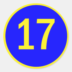 nummer 17 in een cirkel ronde sticker