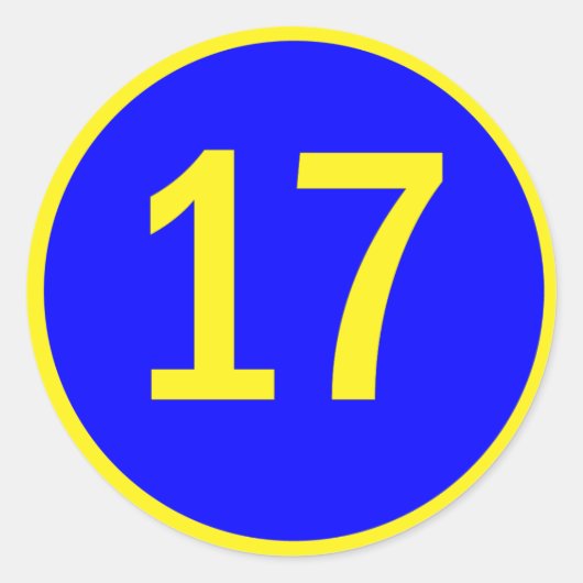 nummer 17 in een cirkel ronde sticker (Voorkant)