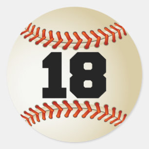 Nummer 18 Baseball Ronde Sticker