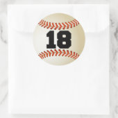 Nummer 18 Baseball Ronde Sticker (Tas)