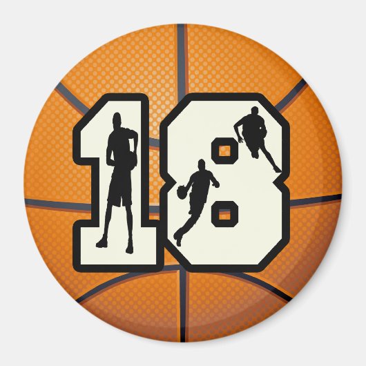 Nummer 18 Basketball Magneet (Voorkant)