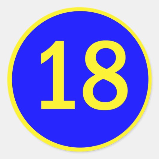 nummer 18 in een cirkel ronde sticker (Voorkant)