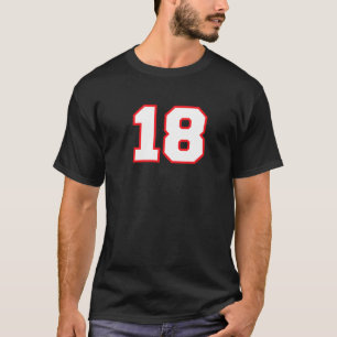 Nummer #18 Sportspeler Fan Jersey Red White Luck T-shirt
