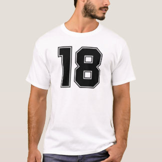 Nummer 18 voor- en achterzijafdruk t-shirt