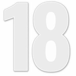 Nummer 18 Zilvergrijs en witte sticker
