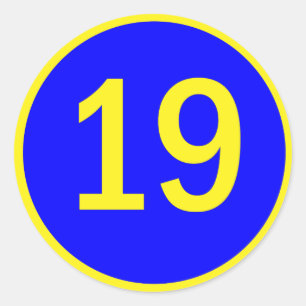 nummer 19 in een cirkel ronde sticker