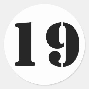 Nummer 19 Negentien White Stencil Nummers van Janz Ronde Sticker