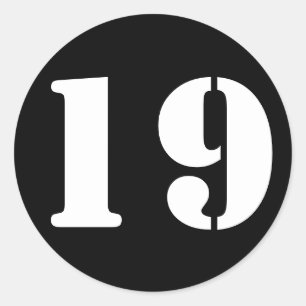 Nummer 19 Negentien zwarte Stencil cijfers van Jan Ronde Sticker