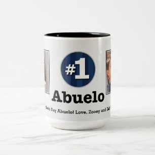 Nummer 1 Abuelo 2 Aangepaste foto-Mok Tweekleurige Koffiemok