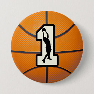 Nummer 1 Basketball en speler Ronde Button 7,6 Cm