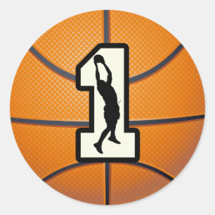 Nummer 1 Basketball en speler Ronde Sticker