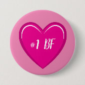Nummer 1 BF Simple Pink Heart Grafisch Ronde Button 7,6 Cm (Voorkant)