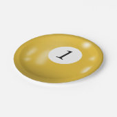 Nummer 1 biljartbal papieren bordje (Gekanteld)