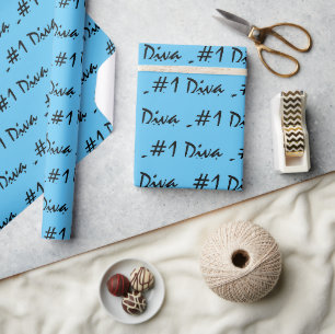 Nummer 1 Diva Light Blue Wrapping Paper Cadeaupapier