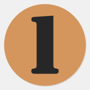 Nummer 1 één Peru Gold Stencil getal per Janz Ronde Sticker