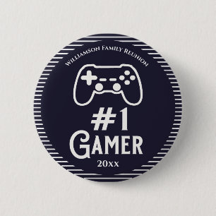 Nummer 1 Gamer Award gezinshereniging Ronde Button 5,7 Cm