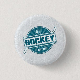Nummer 1 Hockey Coach (blauw) Button