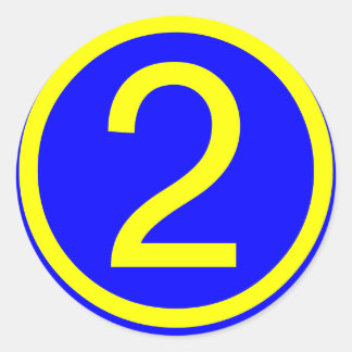 Nummer 1 in een cirkel, blauwe achtergrond ronde sticker