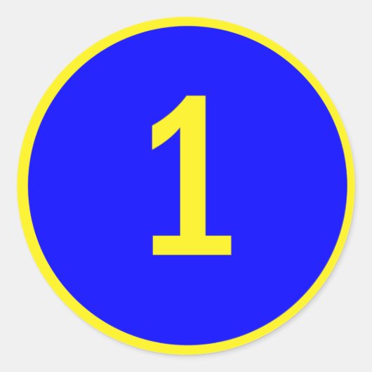 nummer 1 in een cirkel ronde sticker (Voorkant)