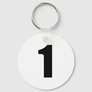 nummer 1 in zwart op witte knop sleutelhanger