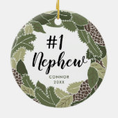 Nummer 1 Nephew gepersonaliseerd cadeau van tante  Keramisch Ornament (Achterkant)