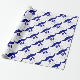Nummer 1 Pap Blue Mustache - Nummer 1 Cadeaupapier