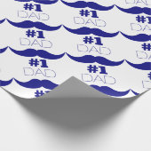 Nummer 1 Pap Blue Mustache - Nummer 1 Cadeaupapier (Hoek)