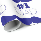 Nummer 1 Pap Blue Mustache - Nummer 1 Cadeaupapier (Rol Hoek)