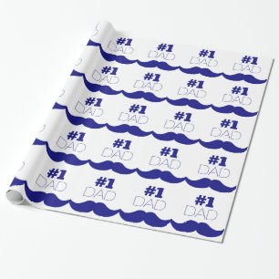 Nummer 1 Pap Blue Mustache - Nummer 1 Cadeaupapier