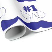 Nummer 1 Pap Blue Mustache - Nummer 1 Cadeaupapier (Rol Hoek)