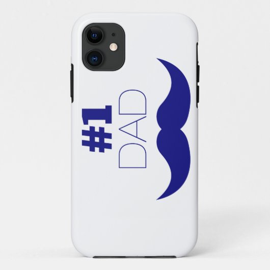 Nummer 1 Pap Blue Mustache - Nummer 1 Case-Mate iPhone Case (Achterkant)