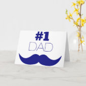 Nummer 1 Pap Blue Mustache - Nummer 1 Kaart (Gele Bloem)