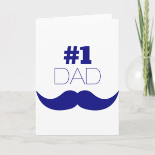 Nummer 1 Pap Blue Mustache - Nummer 1 Kaart