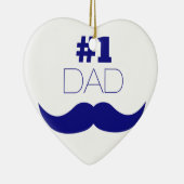 Nummer 1 Pap Blue Mustache - Nummer 1 Keramisch Ornament (Rechts)