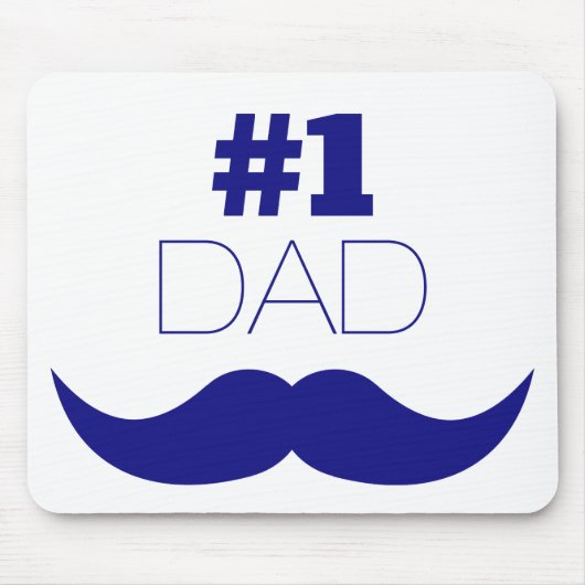 Nummer 1 Pap Blue Mustache - Nummer 1 Muismat (Voorkant)