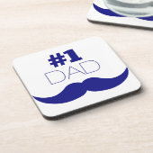 Nummer 1 Pap Blue Mustache - Nummer 1 Onderzetter (Linkerzijde)