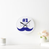 Nummer 1 Pap Blue Mustache - Nummer 1 Ronde Klok (Huis)
