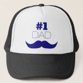 Nummer 1 Pap Blue Mustache - Nummer 1 Trucker Pet (Voorkant)
