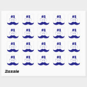 Nummer 1 Pap Blue Mustache - Nummer 1 Vierkante Sticker (Vel)