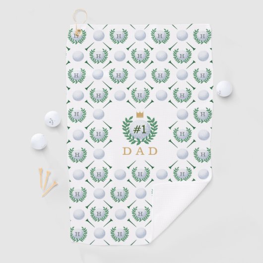 Nummer 1 Papa Golf Ball Pattern Custom Monogram Golfhanddoek (Insitu)