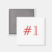 Nummer 1. Red en White. Custom Magneet (Voorkant / Achterkant)