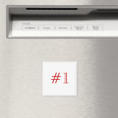 Nummer 1. Red en White. Custom Magneet (Insitu (Vaatwasser))